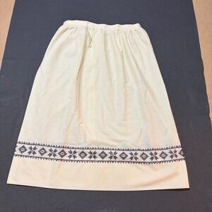 Vintage Embroidered Midi A Line Skirt Womens 12‎ Cream Boho Core Western Whims